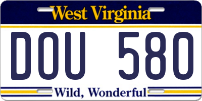 WV license plate DOU580