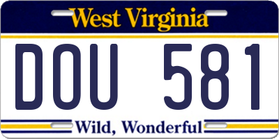 WV license plate DOU581