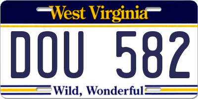WV license plate DOU582
