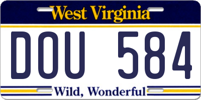 WV license plate DOU584