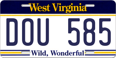 WV license plate DOU585