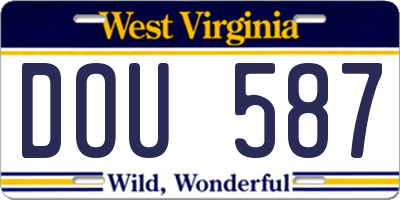 WV license plate DOU587