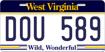 WV license plate DOU589