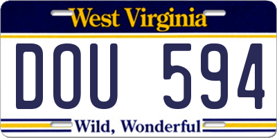 WV license plate DOU594