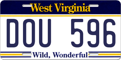 WV license plate DOU596