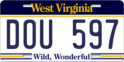 WV license plate DOU597