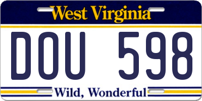 WV license plate DOU598