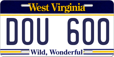 WV license plate DOU600