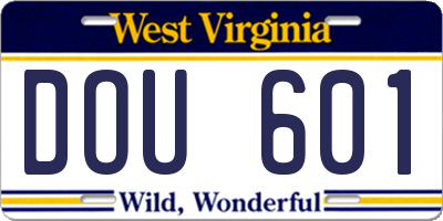 WV license plate DOU601