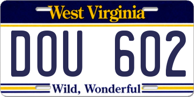 WV license plate DOU602