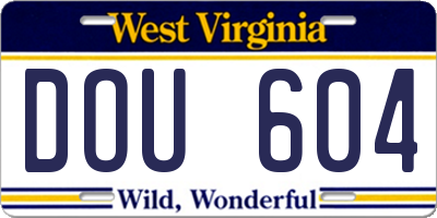 WV license plate DOU604