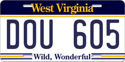 WV license plate DOU605
