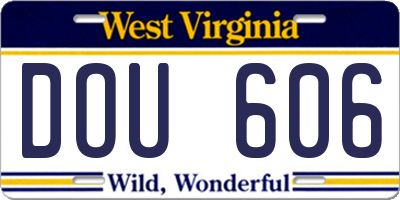 WV license plate DOU606