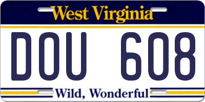 WV license plate DOU608