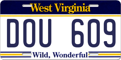 WV license plate DOU609