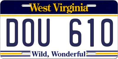 WV license plate DOU610