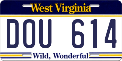 WV license plate DOU614