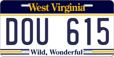 WV license plate DOU615