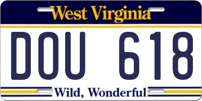 WV license plate DOU618
