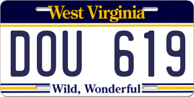 WV license plate DOU619