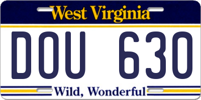 WV license plate DOU630