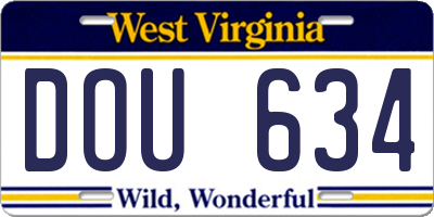 WV license plate DOU634
