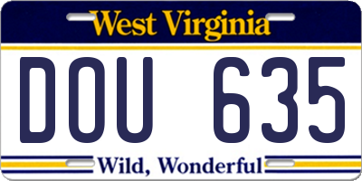 WV license plate DOU635