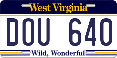 WV license plate DOU640