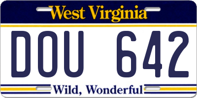 WV license plate DOU642