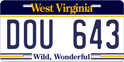 WV license plate DOU643