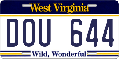 WV license plate DOU644