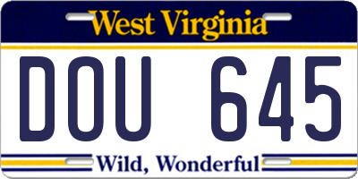WV license plate DOU645