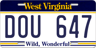WV license plate DOU647