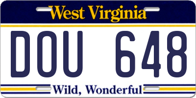 WV license plate DOU648