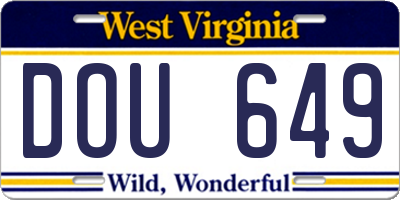 WV license plate DOU649