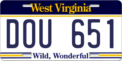 WV license plate DOU651