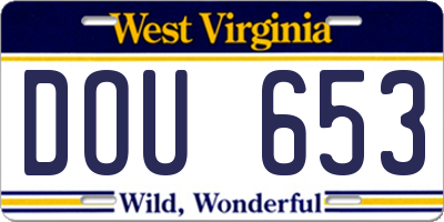 WV license plate DOU653