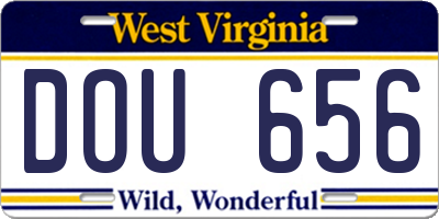 WV license plate DOU656