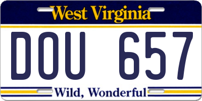 WV license plate DOU657