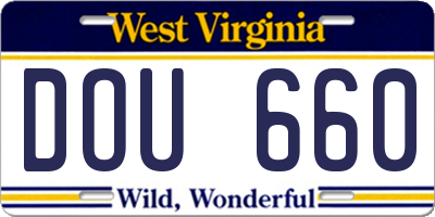 WV license plate DOU660