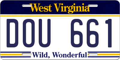 WV license plate DOU661