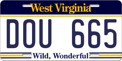 WV license plate DOU665