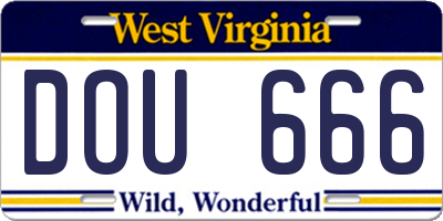 WV license plate DOU666