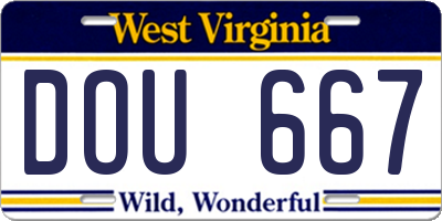 WV license plate DOU667