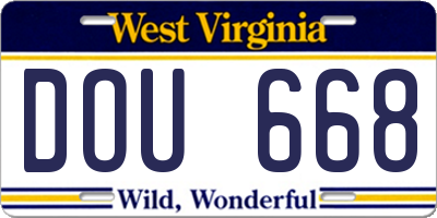 WV license plate DOU668