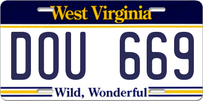 WV license plate DOU669