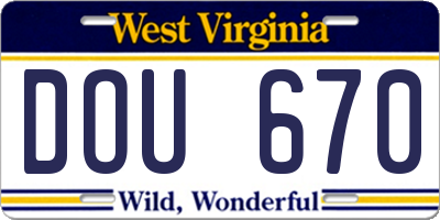 WV license plate DOU670