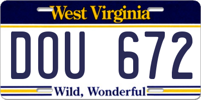 WV license plate DOU672