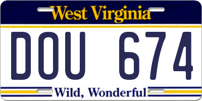 WV license plate DOU674