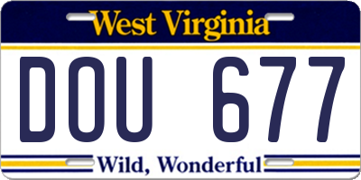 WV license plate DOU677